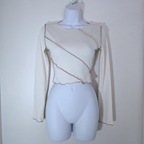 AsYou Made in the UK Stitching Lettuce Trim Crop Top - Picture 1 of 5